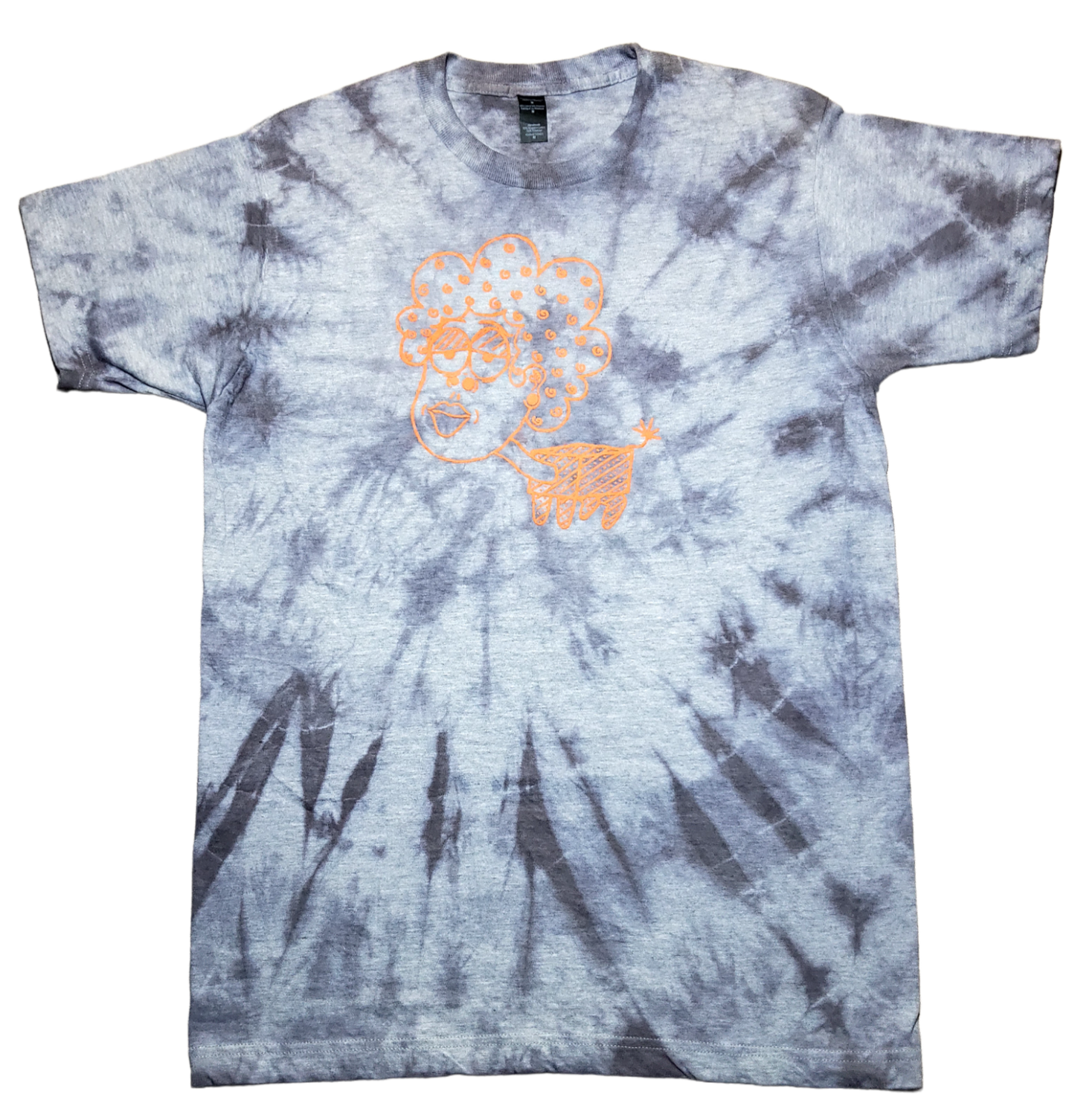 Puff Hair Box Body Tie Dye Tee - Grey/Orange