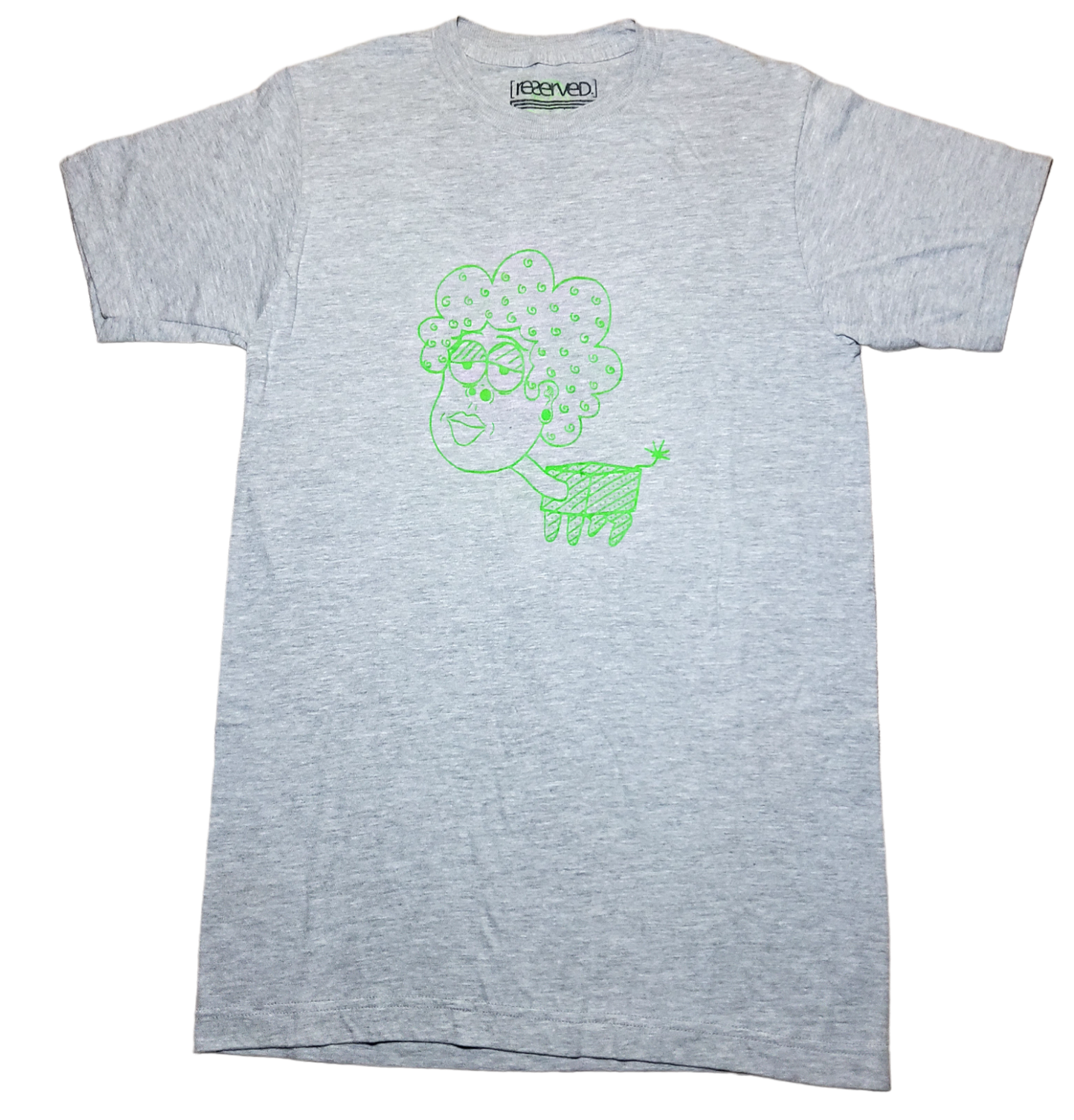 Puff Hair Box Body Tee - Grey/Green